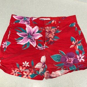 SHORTS Old Navy Red Floral 🌸 COTTON stretch blend 🌸 side pockets